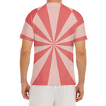 Pink Radial Rays Print Men's Short Sleeve Rash Guard