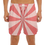 Pink Radial Rays Print Men's Split Running Shorts