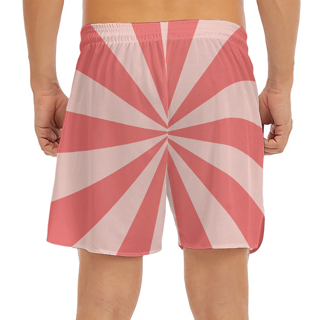 Pink Radial Rays Print Men's Split Running Shorts