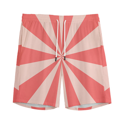 Pink Radial Rays Print Men's Sports Shorts
