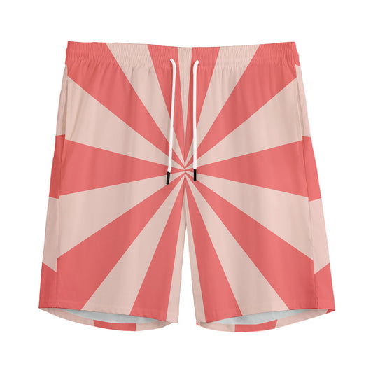 Pink Radial Rays Print Men's Sports Shorts