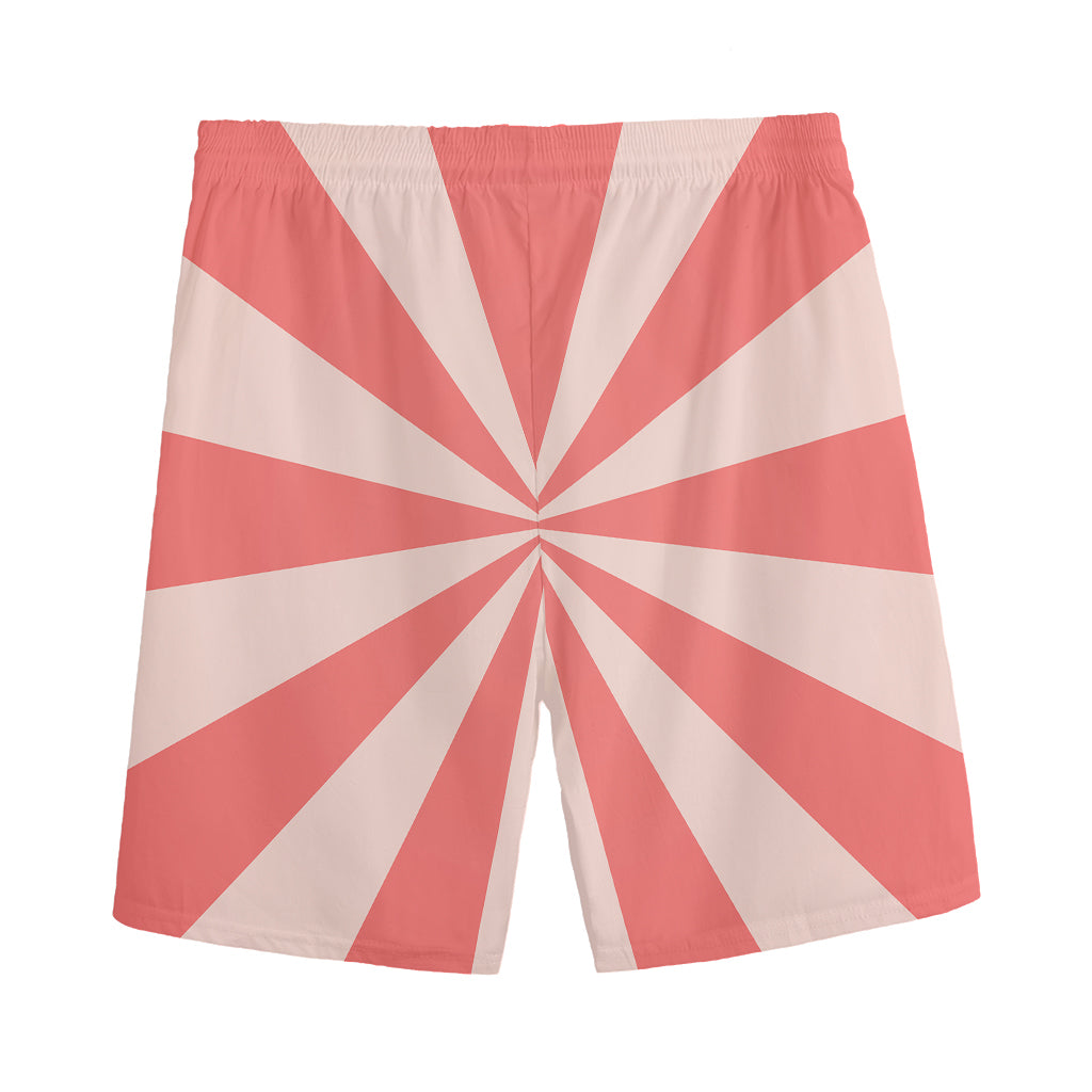 Pink Radial Rays Print Men's Sports Shorts