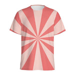Pink Radial Rays Print Men's Sports T-Shirt