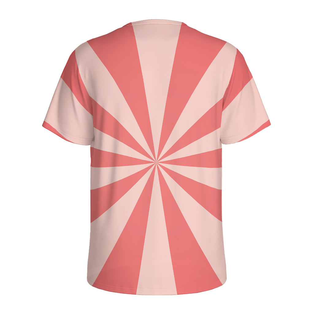 Pink Radial Rays Print Men's Sports T-Shirt