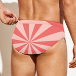 Pink Radial Rays Print Men's Swim Briefs