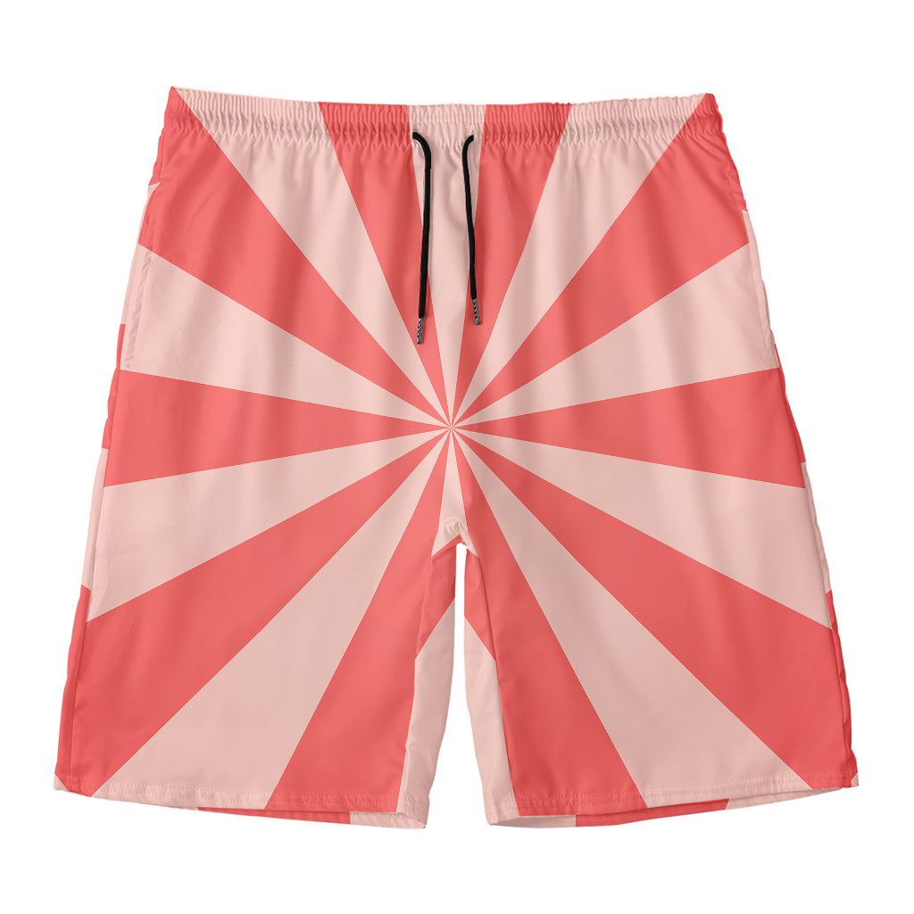 Pink Radial Rays Print Men's Swim Trunks