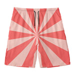 Pink Radial Rays Print Men's Swim Trunks