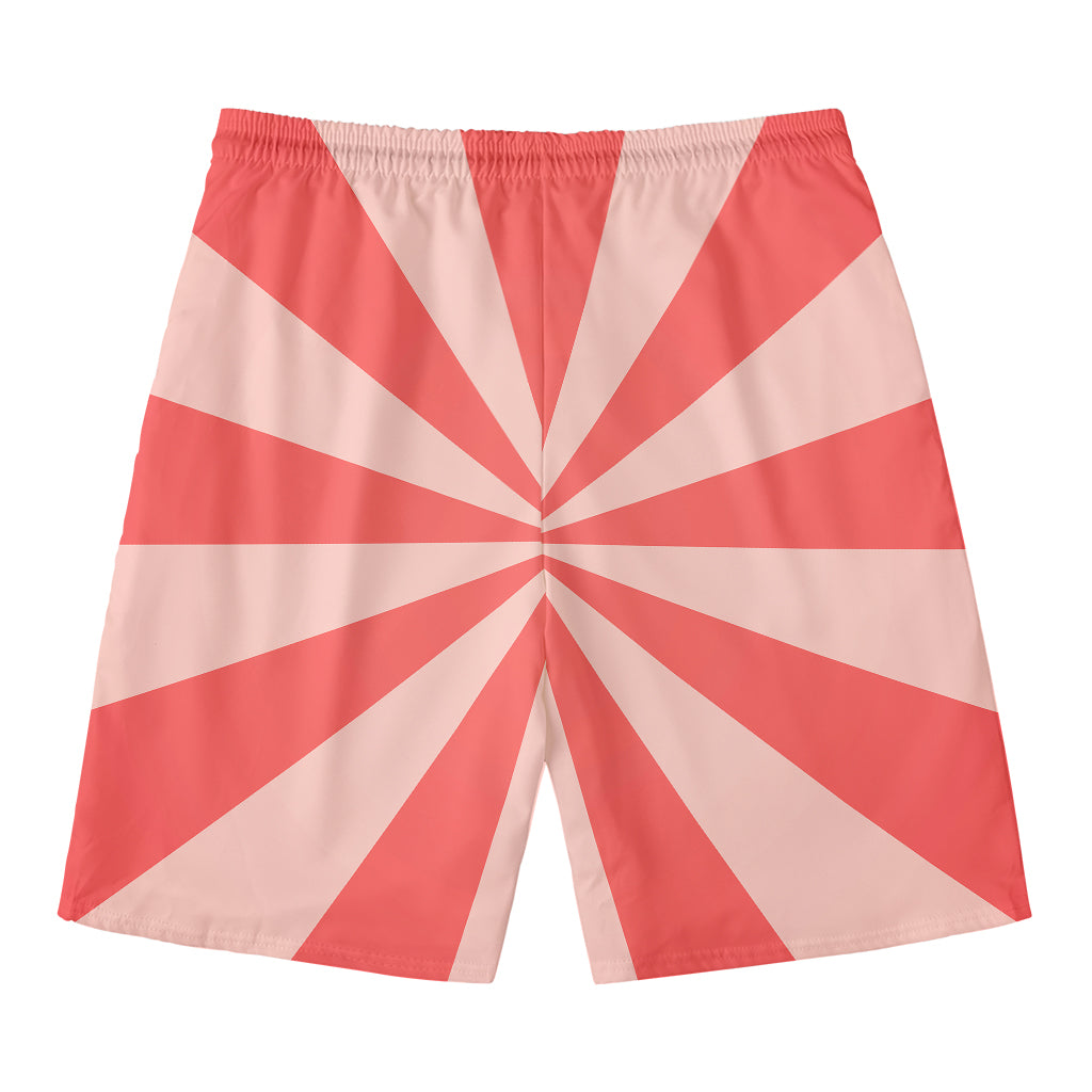 Pink Radial Rays Print Men's Swim Trunks