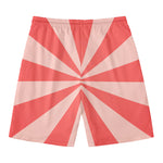 Pink Radial Rays Print Men's Swim Trunks