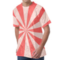 Pink Radial Rays Print Men's Velvet T-Shirt