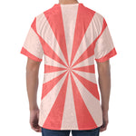 Pink Radial Rays Print Men's Velvet T-Shirt