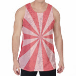 Pink Radial Rays Print Men's Velvet Tank Top