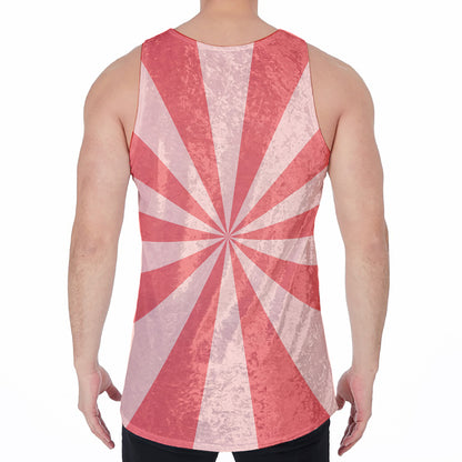 Pink Radial Rays Print Men's Velvet Tank Top