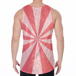 Pink Radial Rays Print Men's Velvet Tank Top