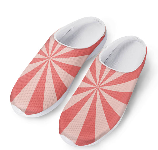 Pink Radial Rays Print Mesh Casual Shoes