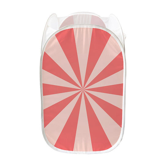 Pink Radial Rays Print Mesh Laundry Hamper