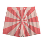 Pink Radial Rays Print Mesh Shorts