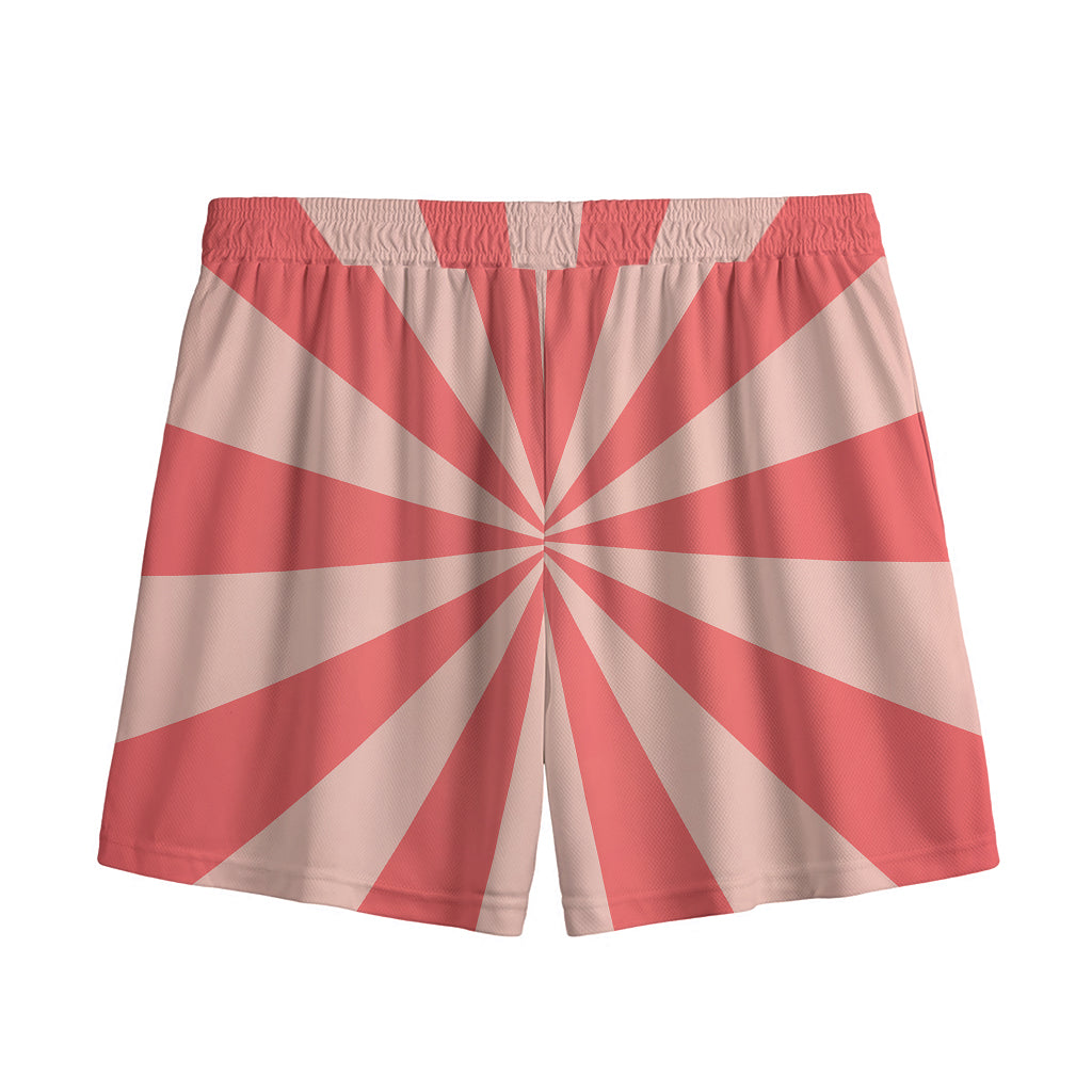 Pink Radial Rays Print Mesh Shorts