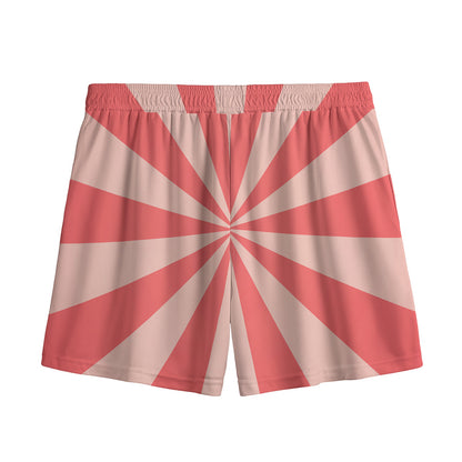 Pink Radial Rays Print Mesh Shorts