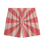 Pink Radial Rays Print Mesh Shorts