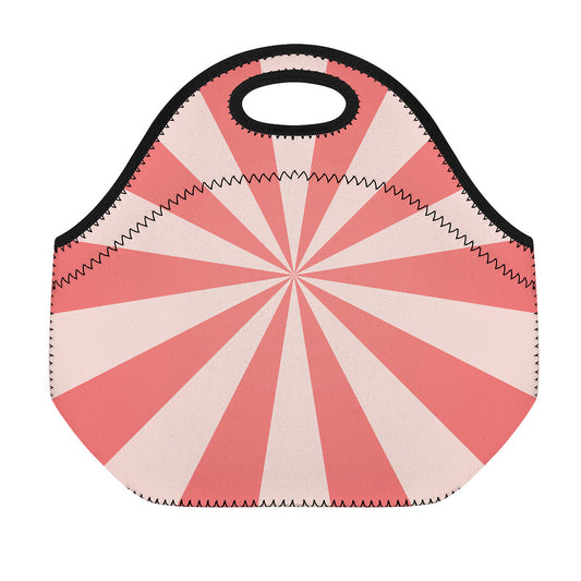 Pink Radial Rays Print Neoprene Lunch Bag