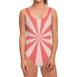 Pink Radial Rays Print One Piece Swimsuit
