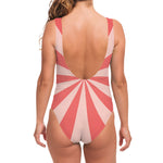 Pink Radial Rays Print One Piece Swimsuit