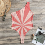 Pink Radial Rays Print One Shoulder Bodysuit
