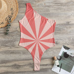 Pink Radial Rays Print One Shoulder Bodysuit