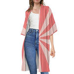 Pink Radial Rays Print Open Front Beach Cover Up
