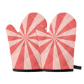 Pink Radial Rays Print Oven Mitts