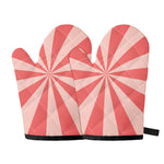 Pink Radial Rays Print Oven Mitts