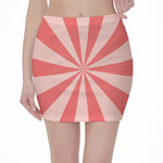 Pink Radial Rays Print Pencil Mini Skirt