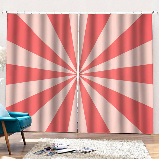 Pink Radial Rays Print Pencil Pleat Curtains