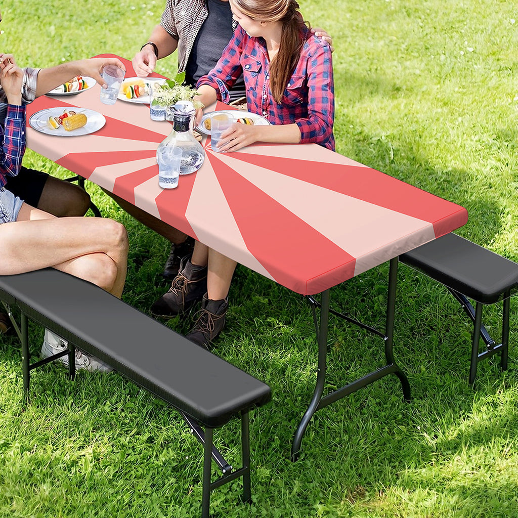 Pink Radial Rays Print Picnic Table Cover