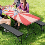 Pink Radial Rays Print Picnic Table Cover