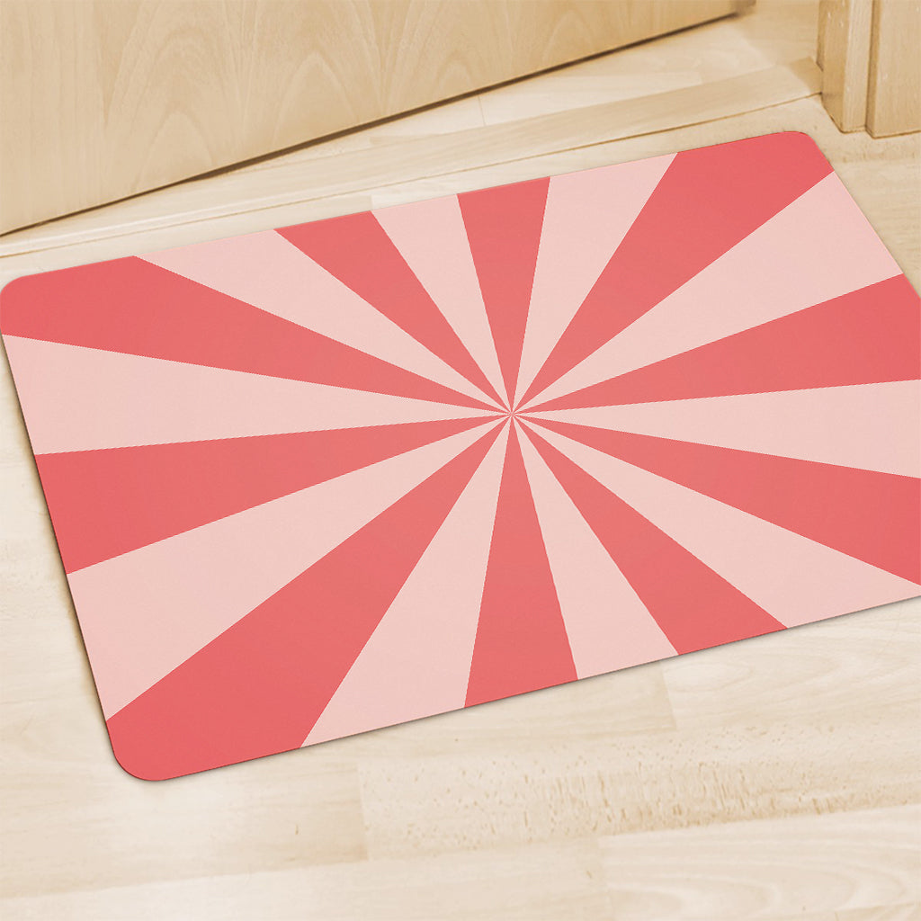Pink Radial Rays Print Polyester Doormat