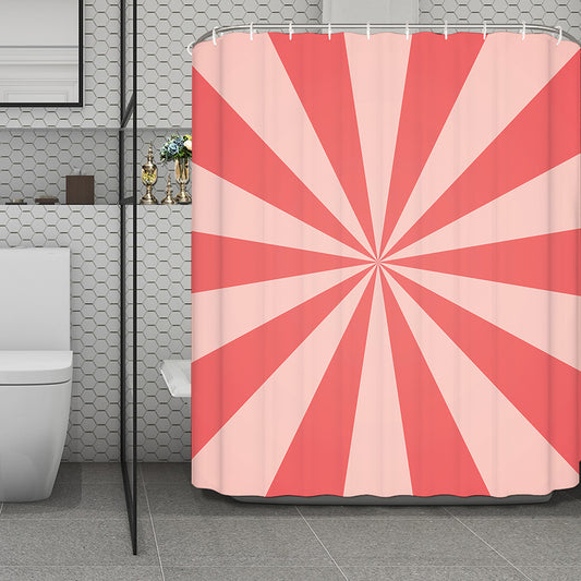 Pink Radial Rays Print Polyester Shower Curtain
