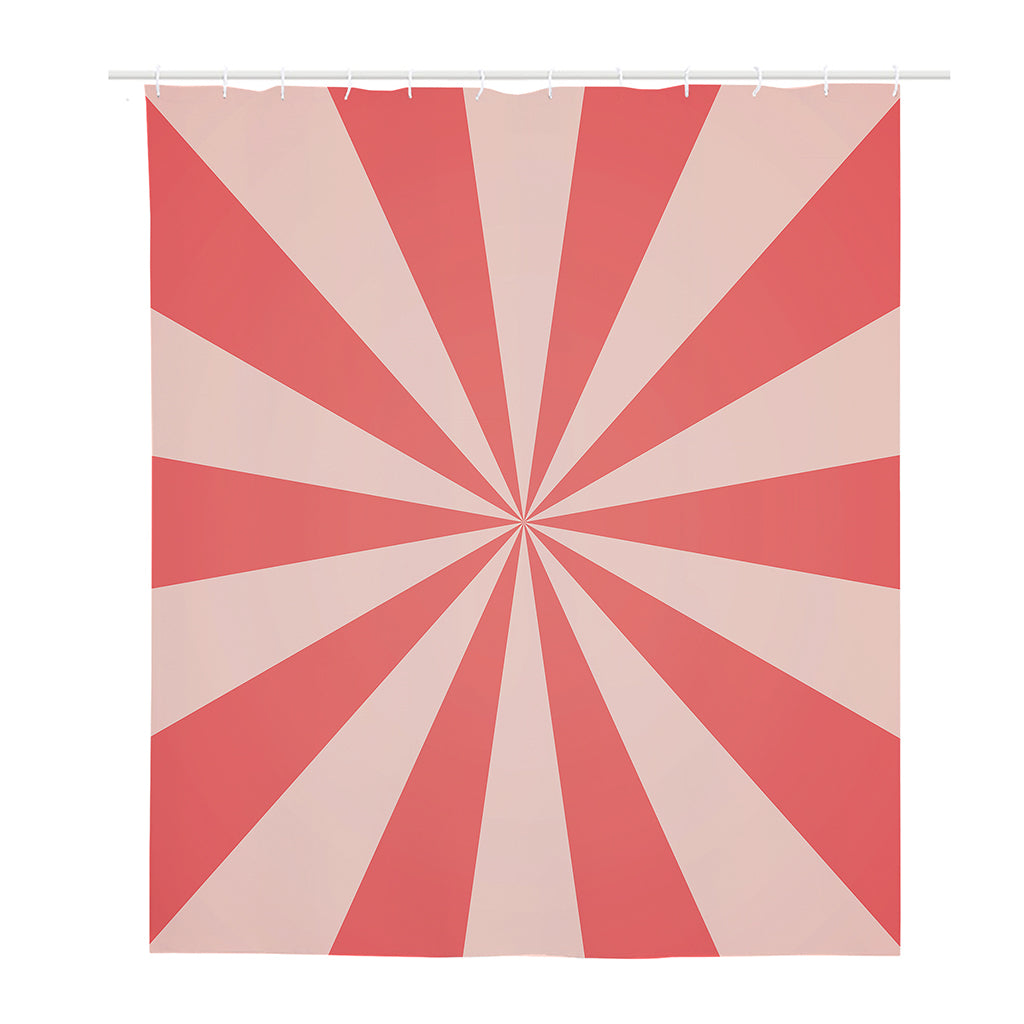 Pink Radial Rays Print Polyester Shower Curtain