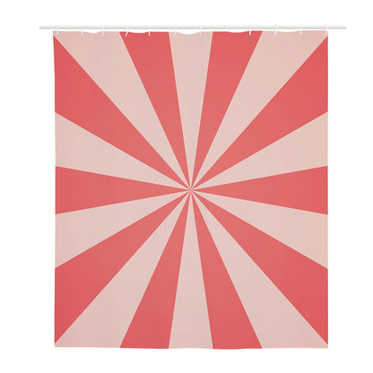 Pink Radial Rays Print Polyester Shower Curtain