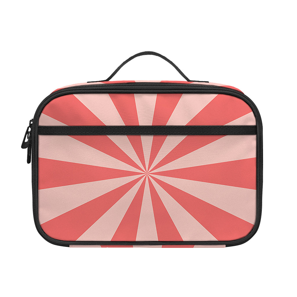 Pink Radial Rays Print Portable Lunch Bag