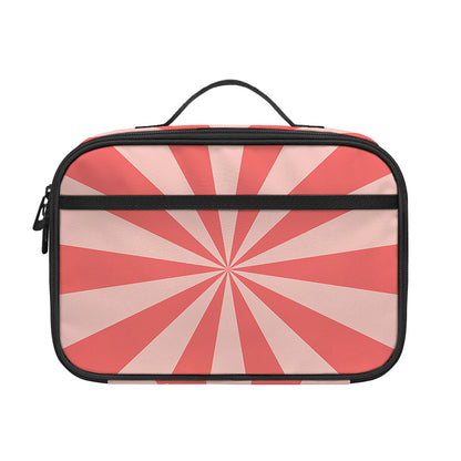Pink Radial Rays Print Portable Lunch Bag