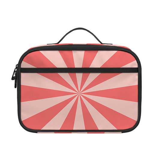 Pink Radial Rays Print Portable Lunch Bag