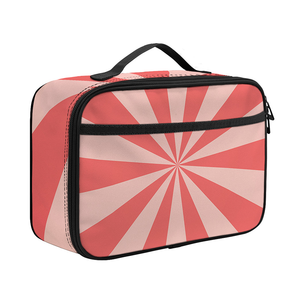 Pink Radial Rays Print Portable Lunch Bag