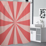 Pink Radial Rays Print Premium Shower Curtain
