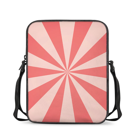 Pink Radial Rays Print Rectangular Crossbody Bag