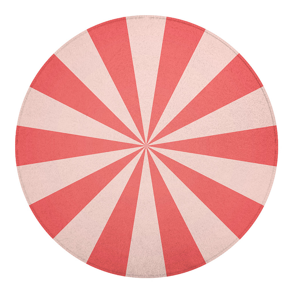 Pink Radial Rays Print Round Blanket