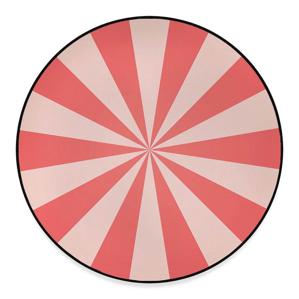Pink Radial Rays Print Round Floor Mat