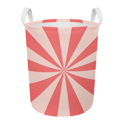 Pink Radial Rays Print Round Laundry Basket