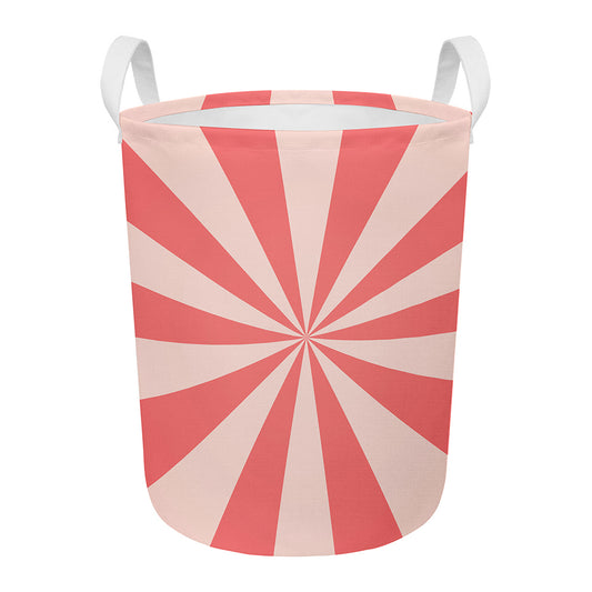 Pink Radial Rays Print Round Laundry Basket